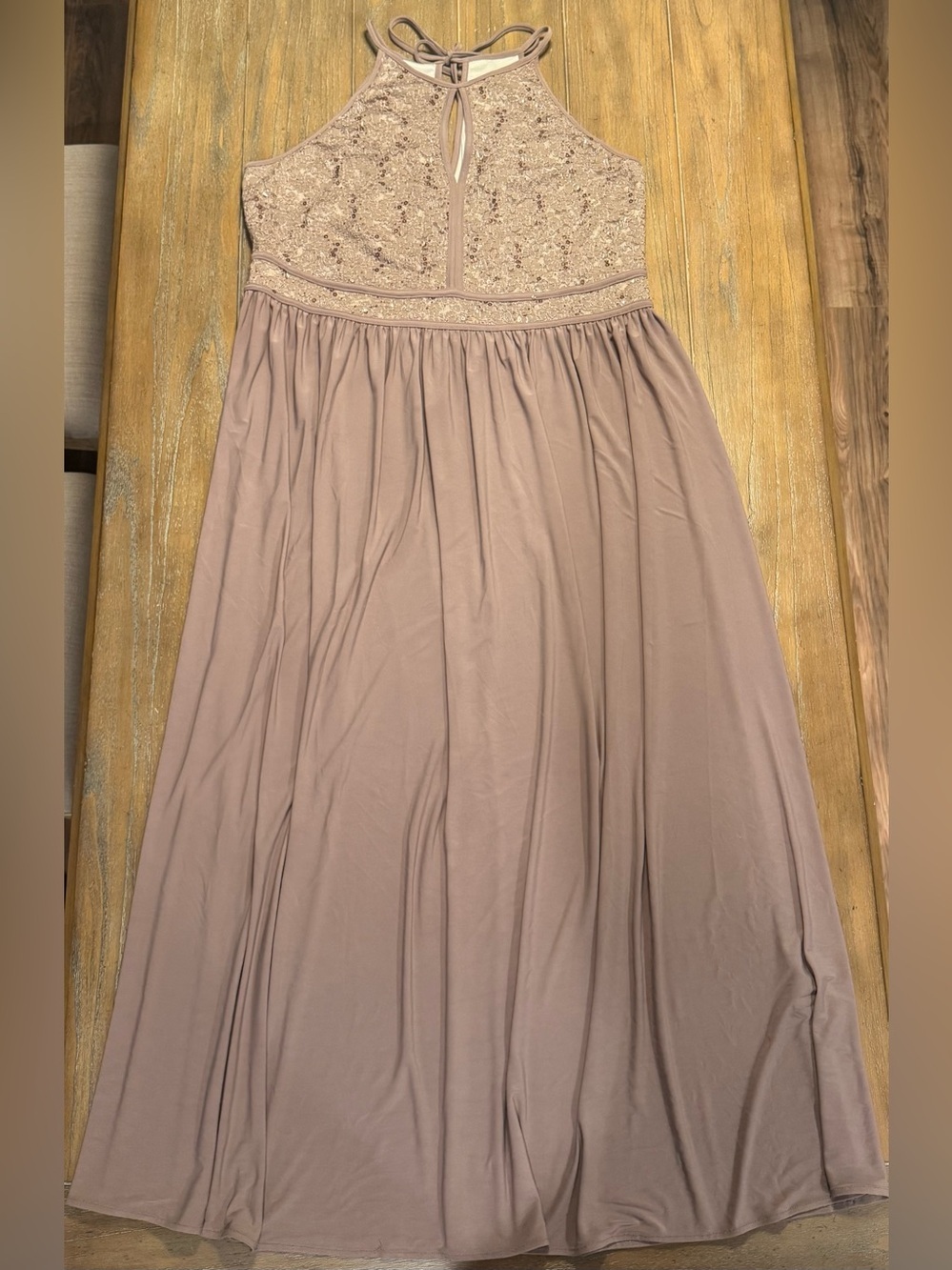 Elegant Halter Lace Bodice Wedding Dress in Taupe #92